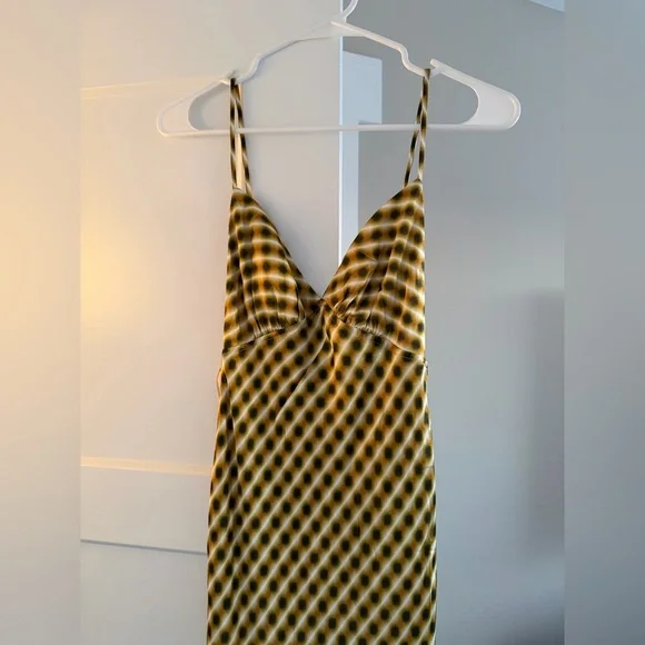 NWT DISSH Gala Lime Satin Printed Maxi Dress US 2 - Picture 3 of 6